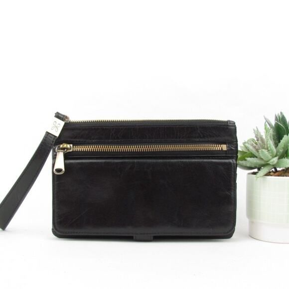 Hobo Black Leather Wristlet